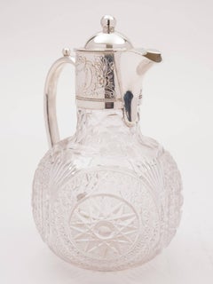 Victorian Glass and Silver Plated Claret Jug, circa 1890