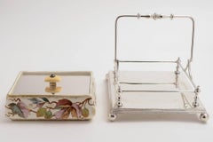 Hand-Painted China and Silver Plated Butter Dish