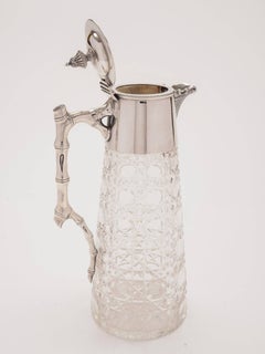 20th Century Victorian Cut-Glass and Silver Plated Claret Jug