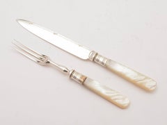 Mother-of-Pearl and Silver Plated Dessert Set, circa 1890