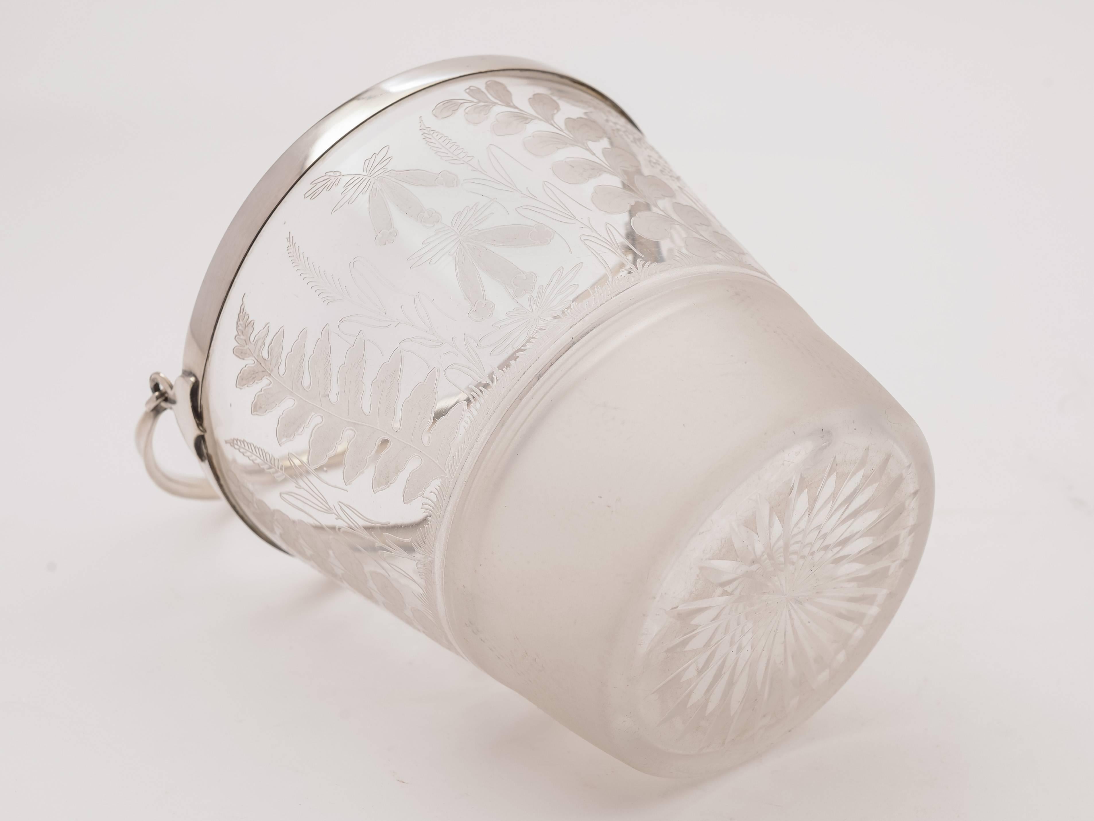 20th Century Glass and Silver Plated Ice Bucket, circa 1920 In Good Condition For Sale In Umberleigh, Devon