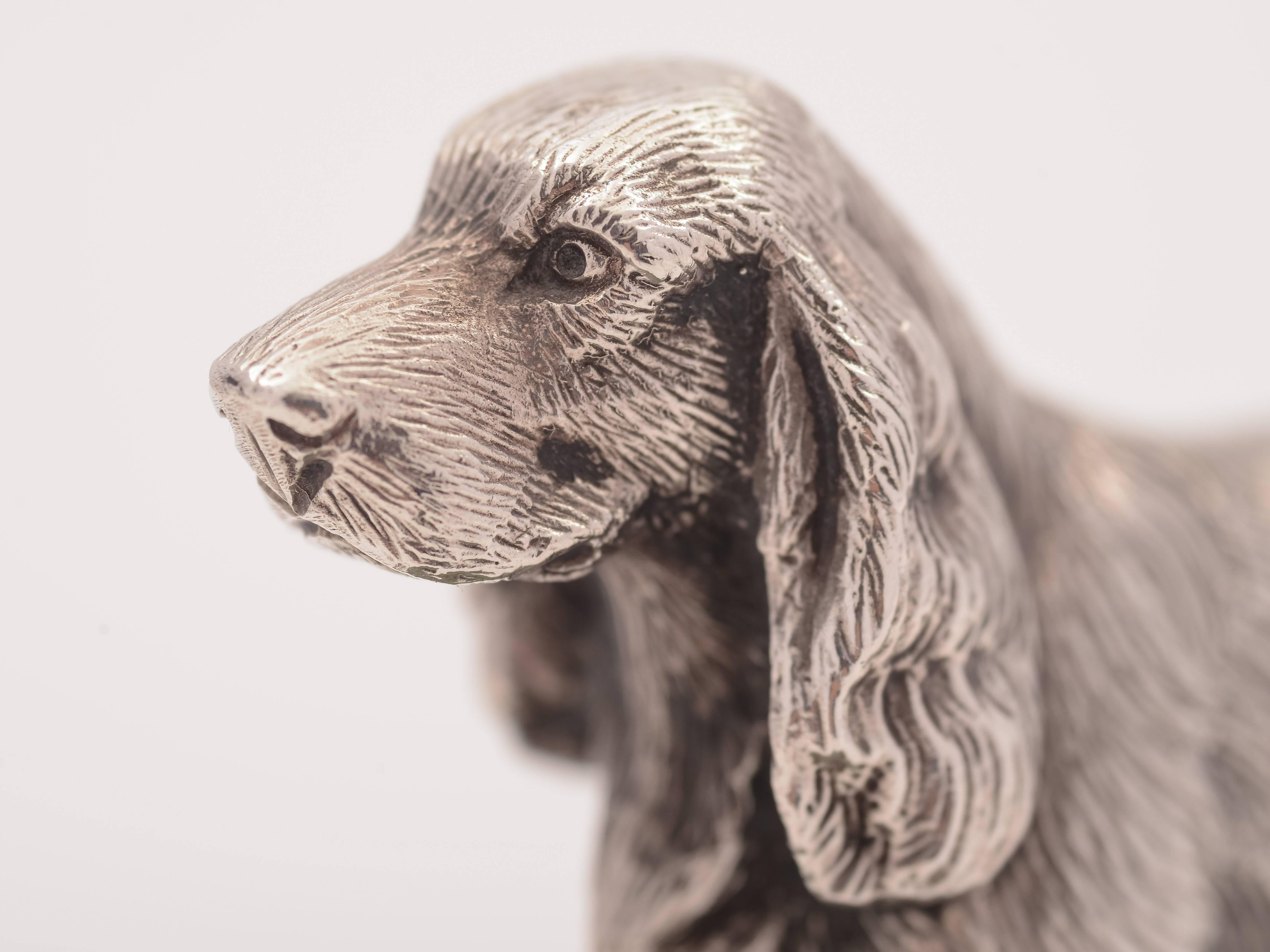 Late 20th Century Vintage Silver Spaniel on Stand, Birmingham, 1985