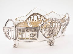 German Plated Pewter and Glass Centrepiece, circa 1900