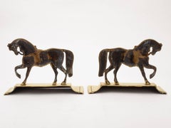 Pair of Victorian Brass Horse Ornaments, circa 1880