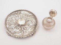 Victorian Silver Plated and Glass Ink Stand, circa 1880