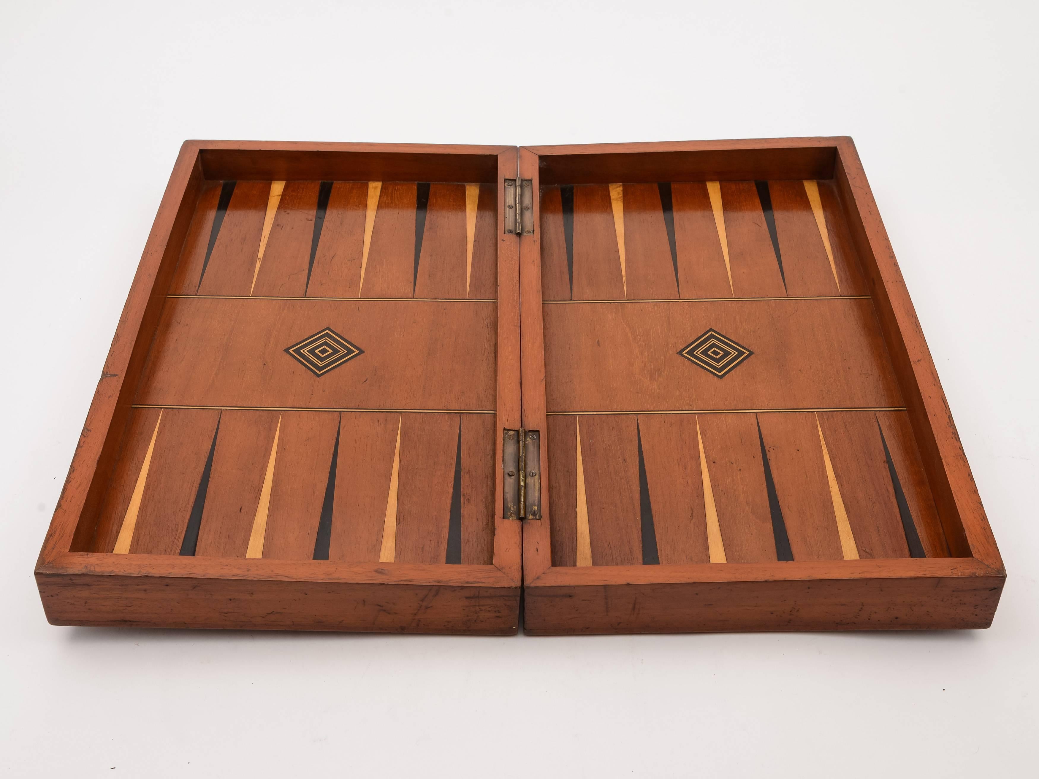 European Victorian Chess and Backgammon Games Box, circa 1880 For Sale