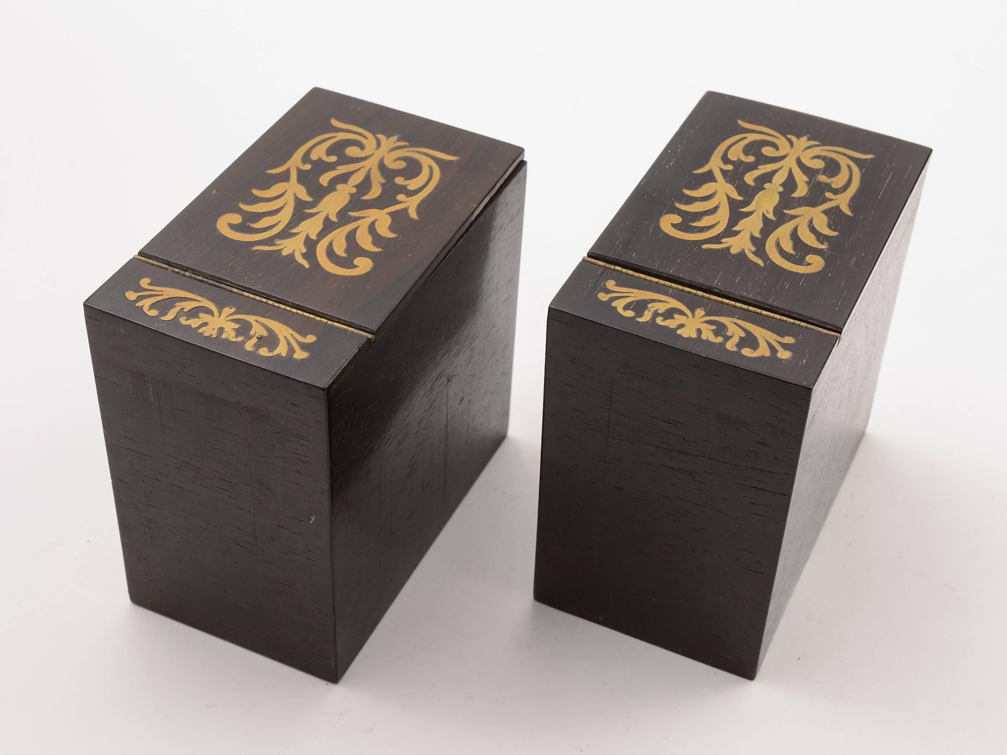 Late Victorian Victorian Pair of Rosewood Tea Caddies, circa 1880 For Sale