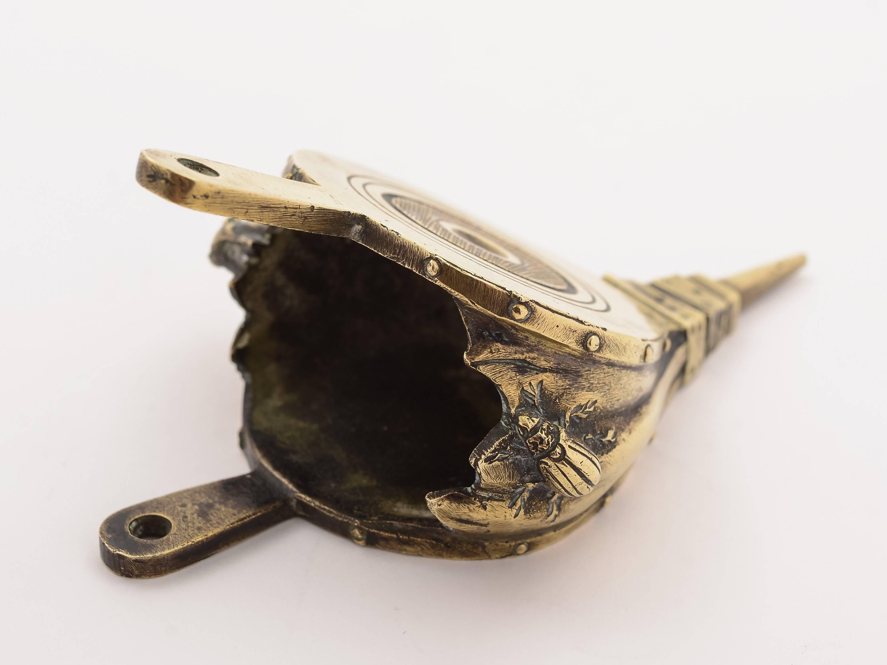 Late Victorian Novelty Brass Fireside Match Striker, circa 1890 For Sale