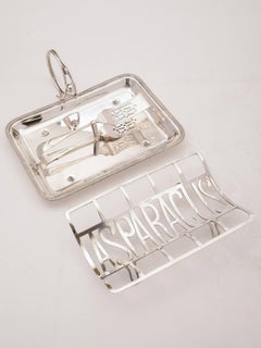 Edwardian Silver Plated Asparagus Dish with Tongs, circa 1905