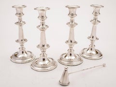 Set of Four Victorian Candlesticks with Snuffer, circa 1890