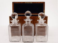 Victorian Oak Cased Three Bottle Tantalus, circa 1880