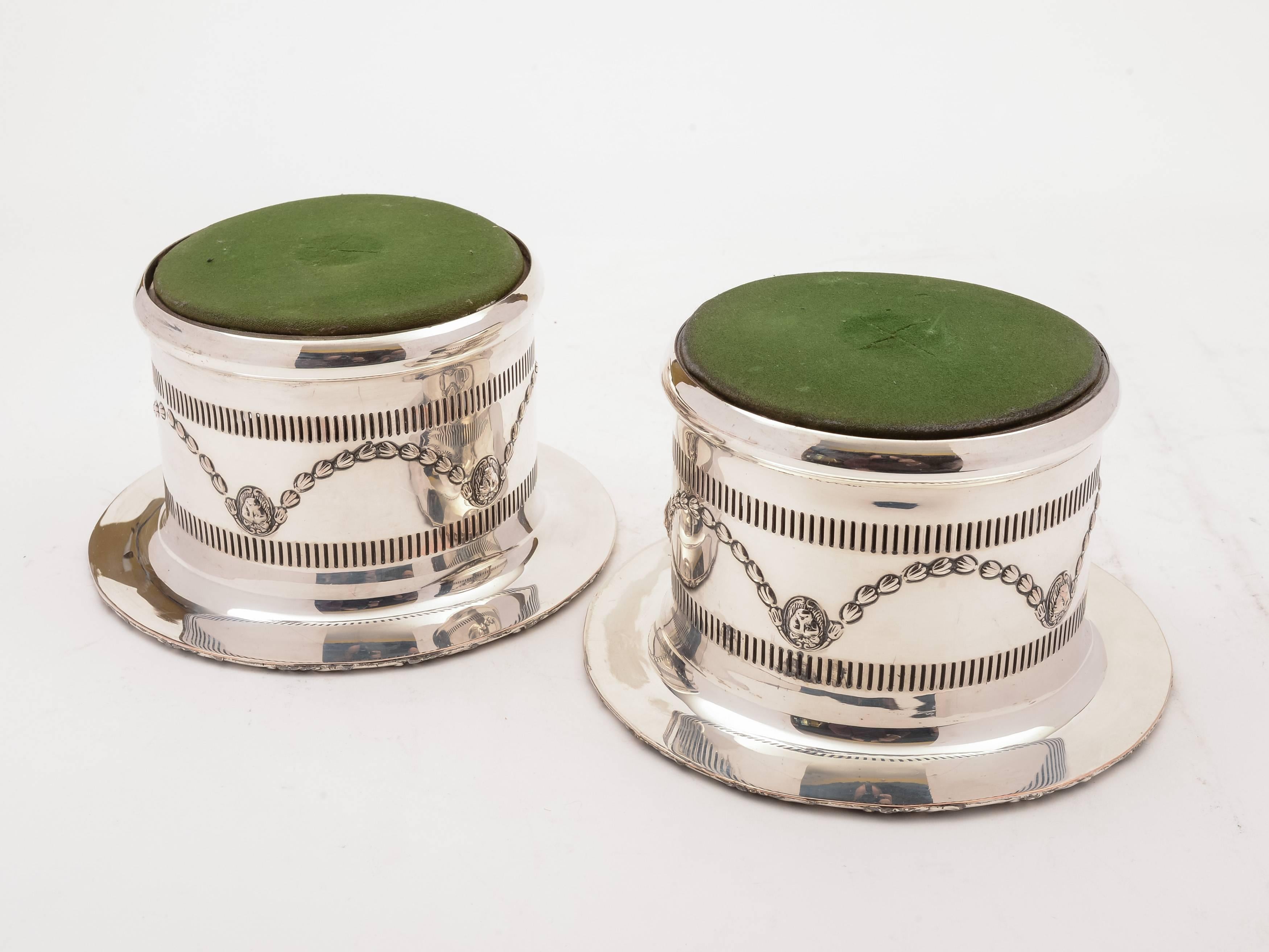 Pair of Edwardian Silver Plated Champagne Coasters, circa 1905 In Good Condition For Sale In Umberleigh, Devon