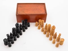 Cased Regency Style Boxwood Chess Set, circa 1920