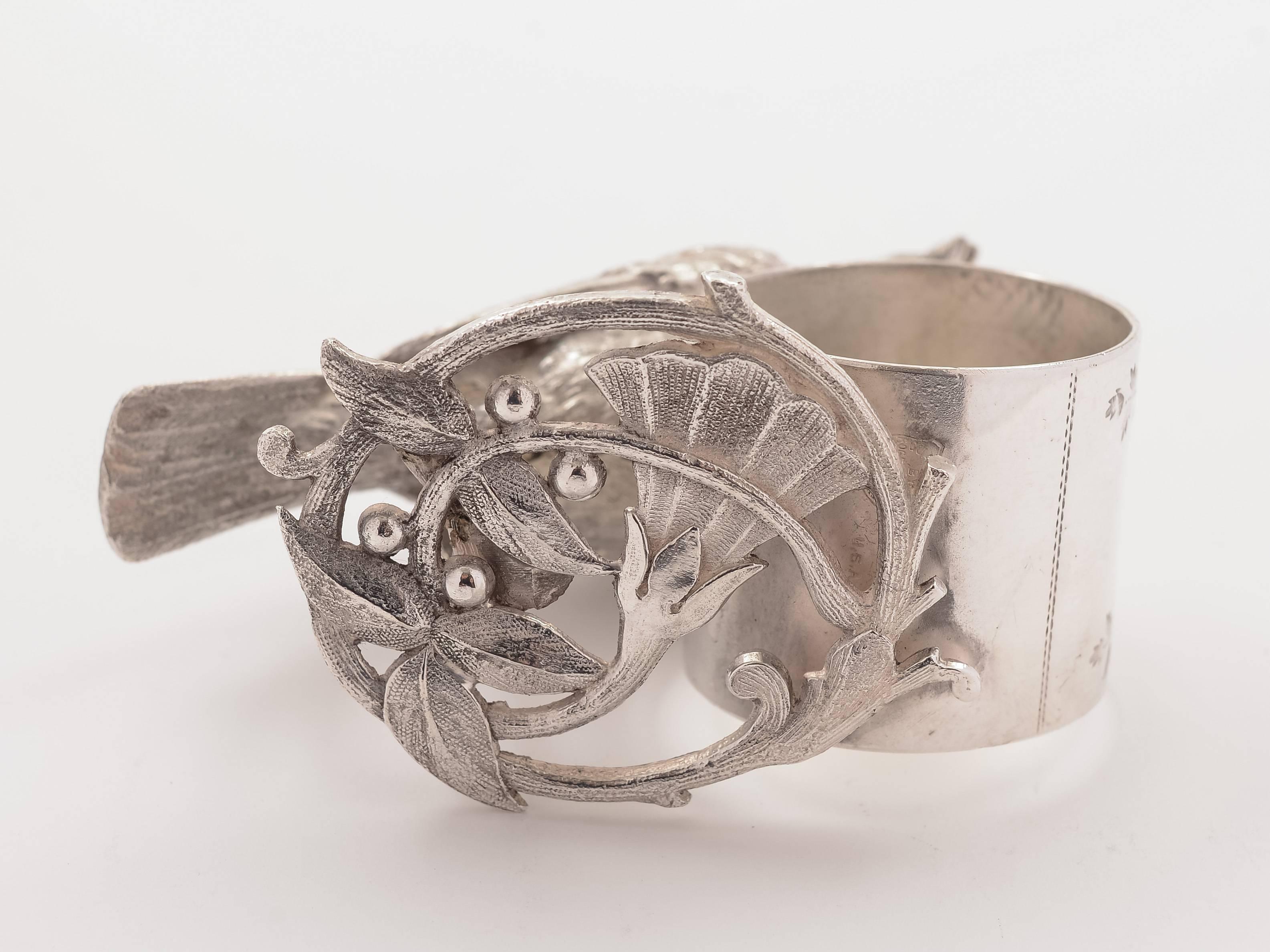 Central American Silver Plated Novelty Bird Napkin Ring, circa 1900 For Sale