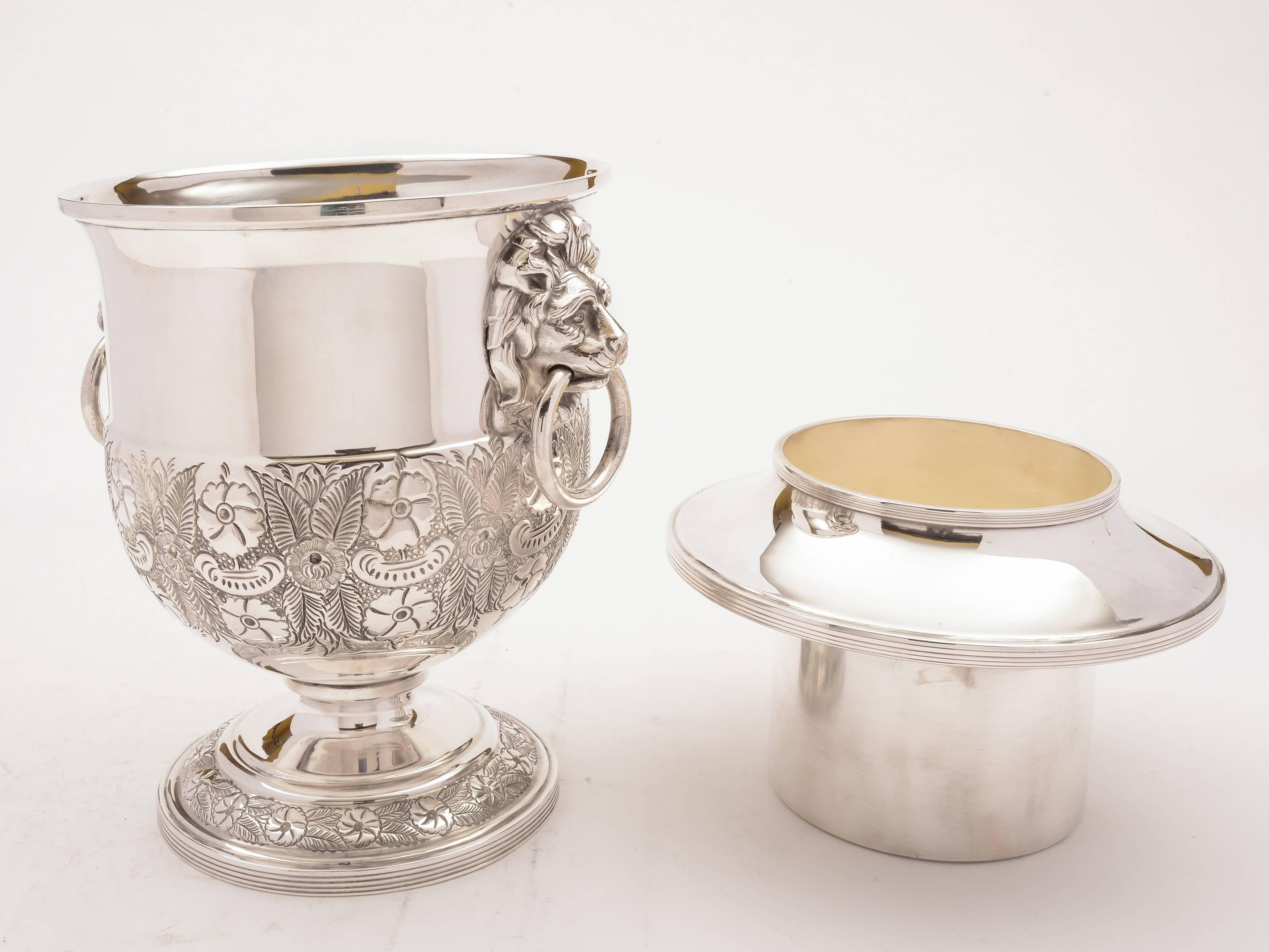 European Silver Plated Champagne, Wine Bucket, circa 1920 For Sale