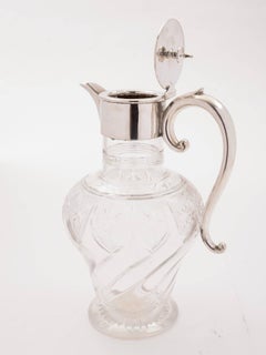 Victorian Glass and Silver Plated Claret Jug, circa 1890