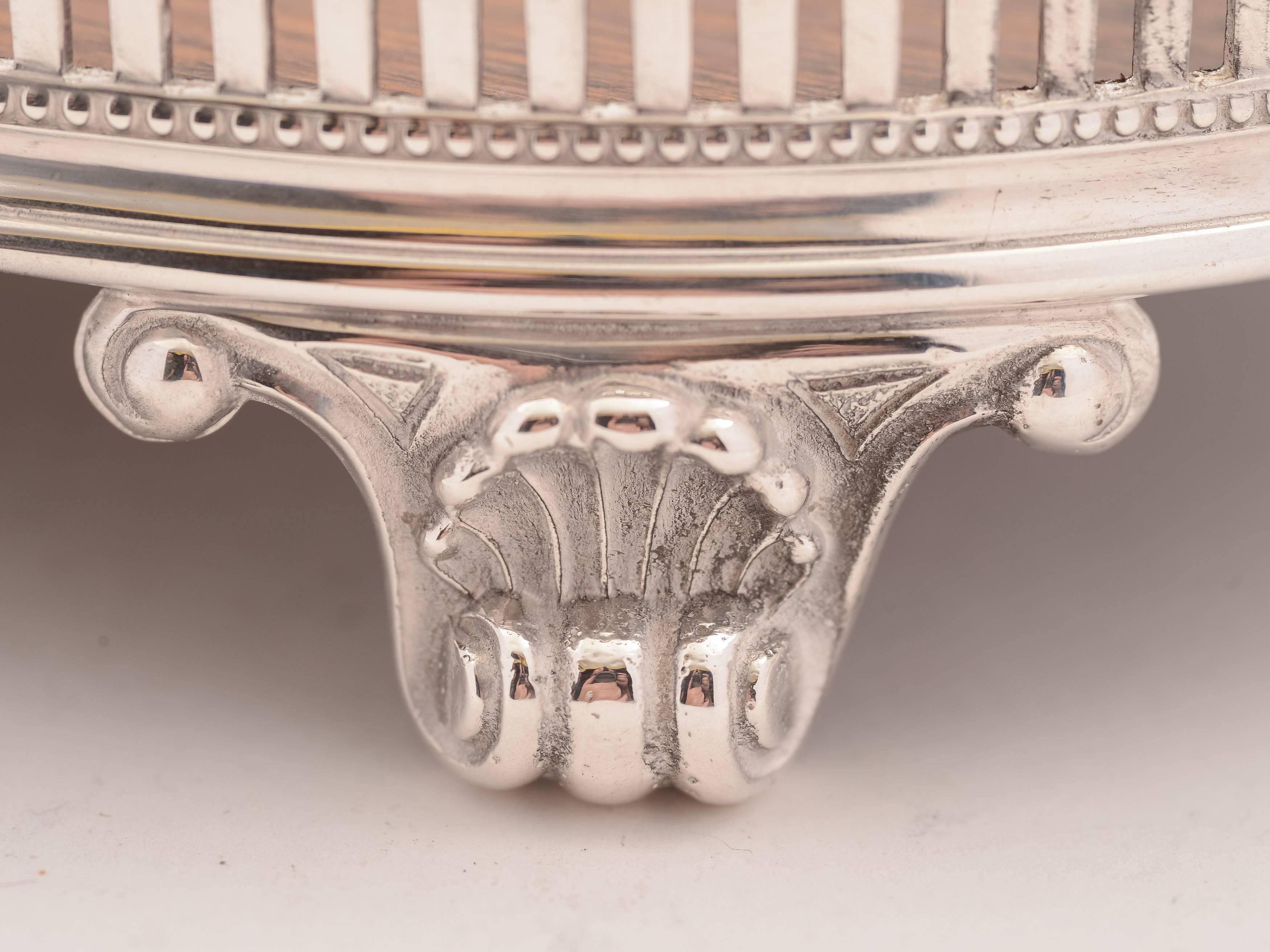 Late Victorian Small Oak and Silver Plated Card Gallery Tray, circa 1890 For Sale