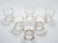 Set of Six Etched Glass Tumblers, circa 1920