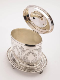 Victorian Oval Silver Plated Biscuit Box, circa 1890
