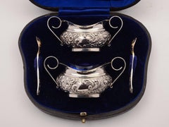 Cased Pair of Edwardian Silver Salts, Sheffield, 1902