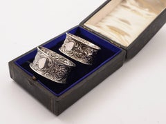 Cased Pair of Edwardian Silver Napkin Rings, Birmingham, 1904