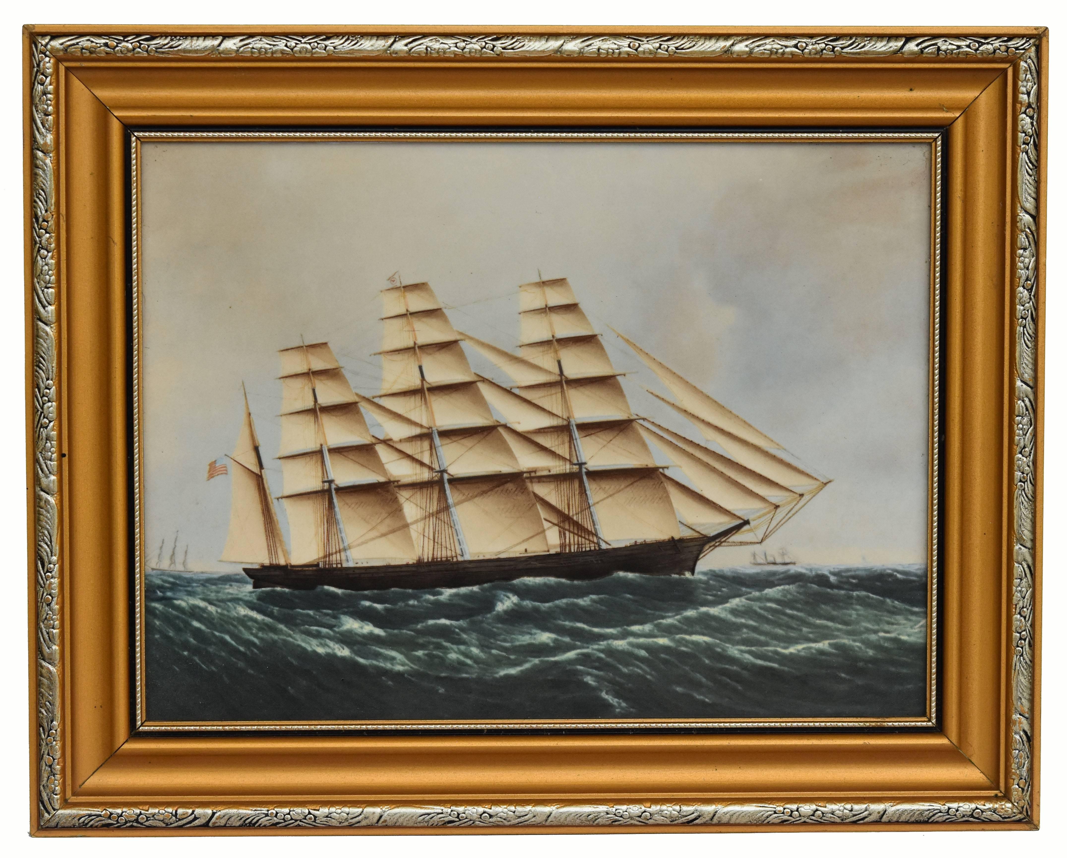 George I Clipper Ships of America after Original Painting Nautical Sailing Framed Plaques For Sale