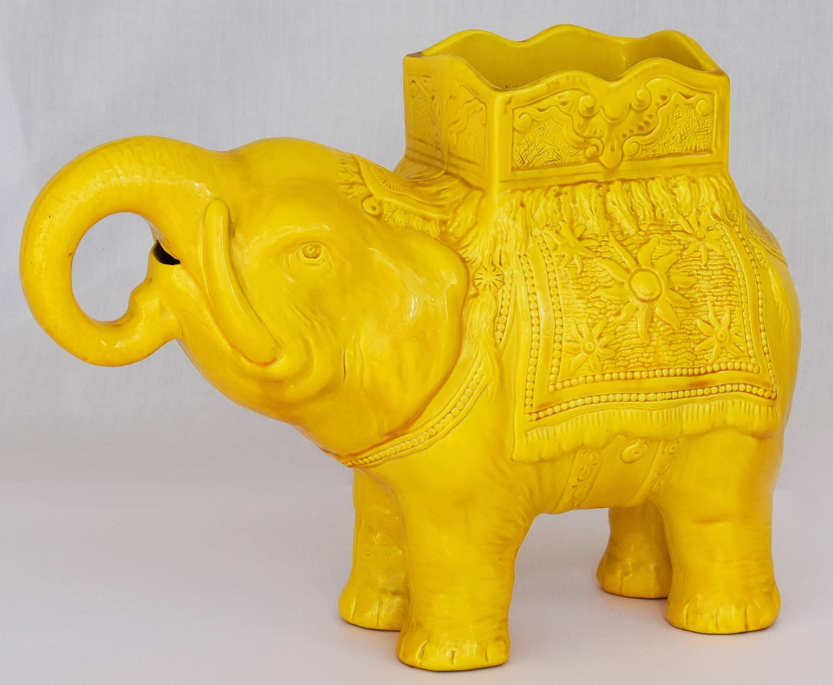Molded 19th Century Yellow Elephant Jardiniere Vase Ault Arts & Crafts