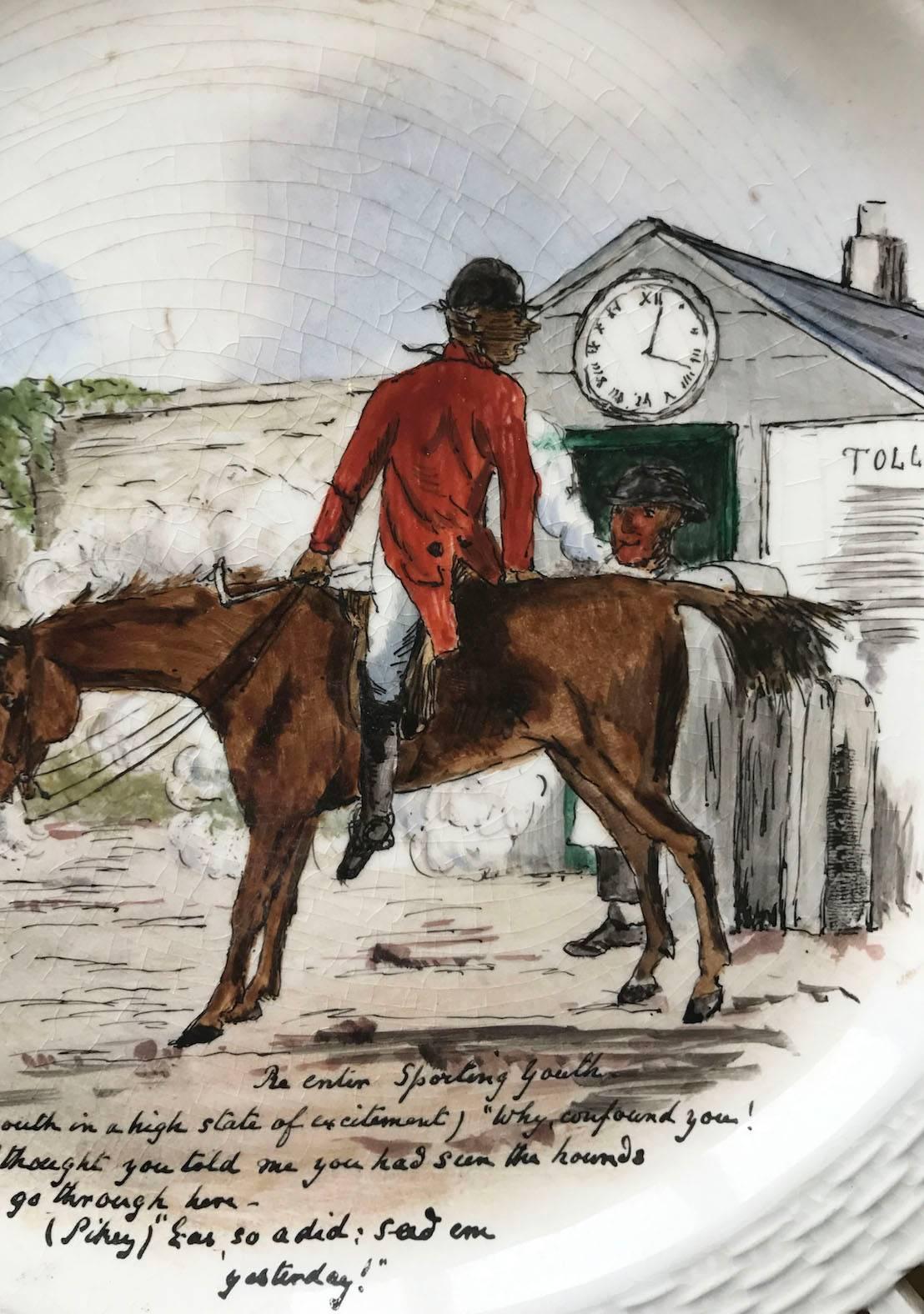 Mid-19th Century 19th Century Minton Sporting Hunting Equestrian Plates