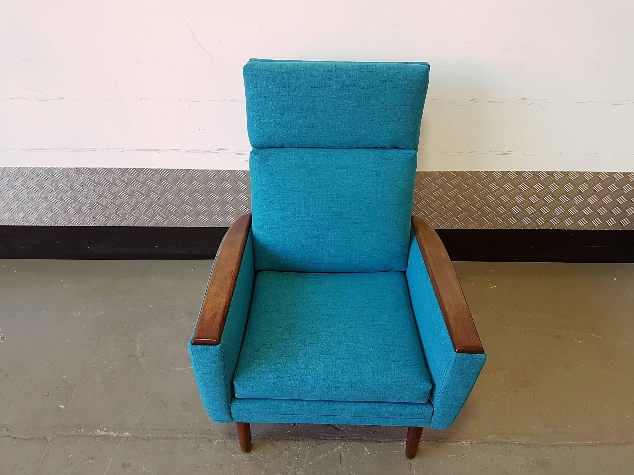 Long Back Danish Armchair, 1960s Midcentury In Excellent Condition For Sale In London, GB