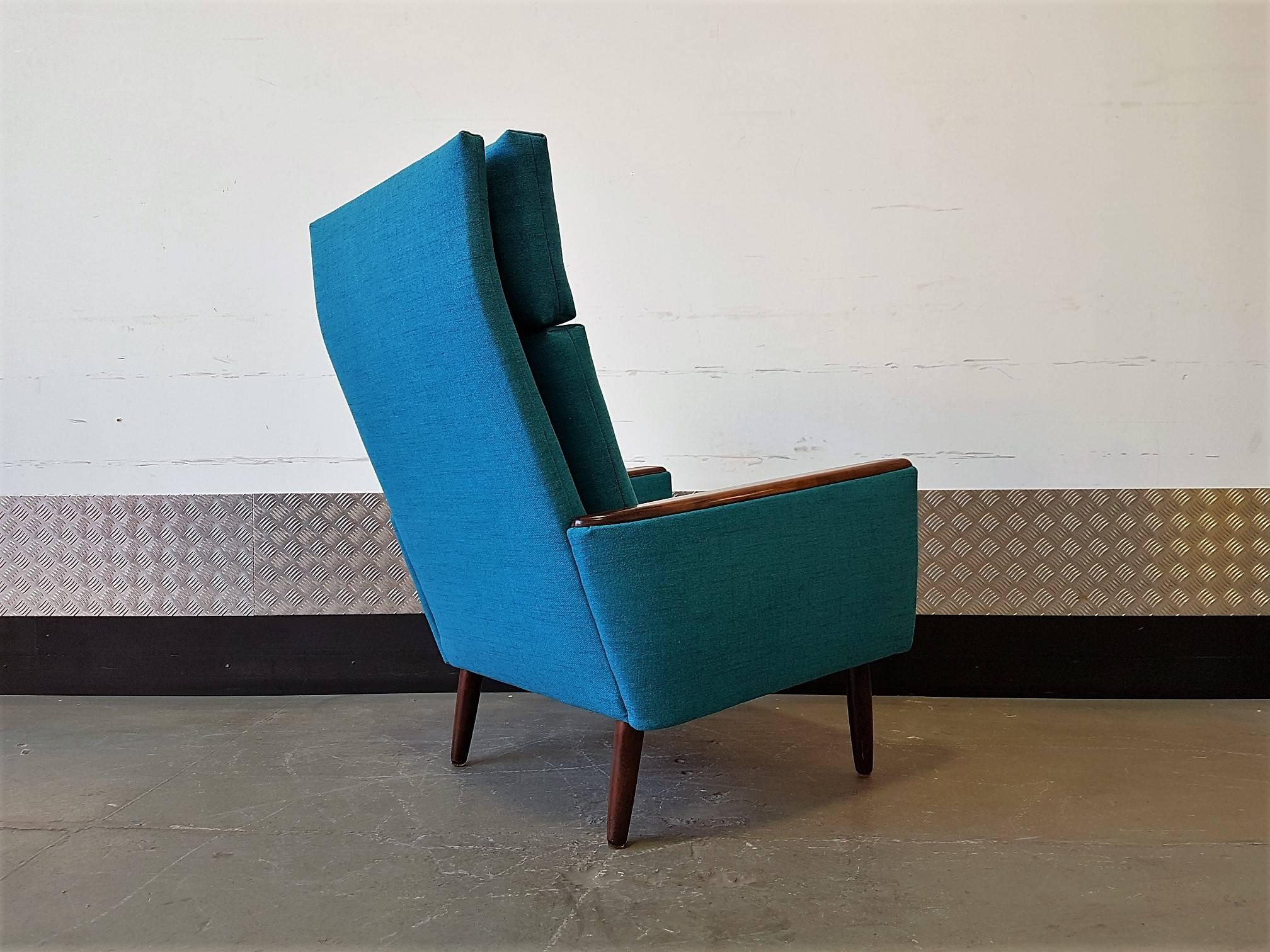 Long Back Danish Armchair, 1960s Midcentury For Sale 2