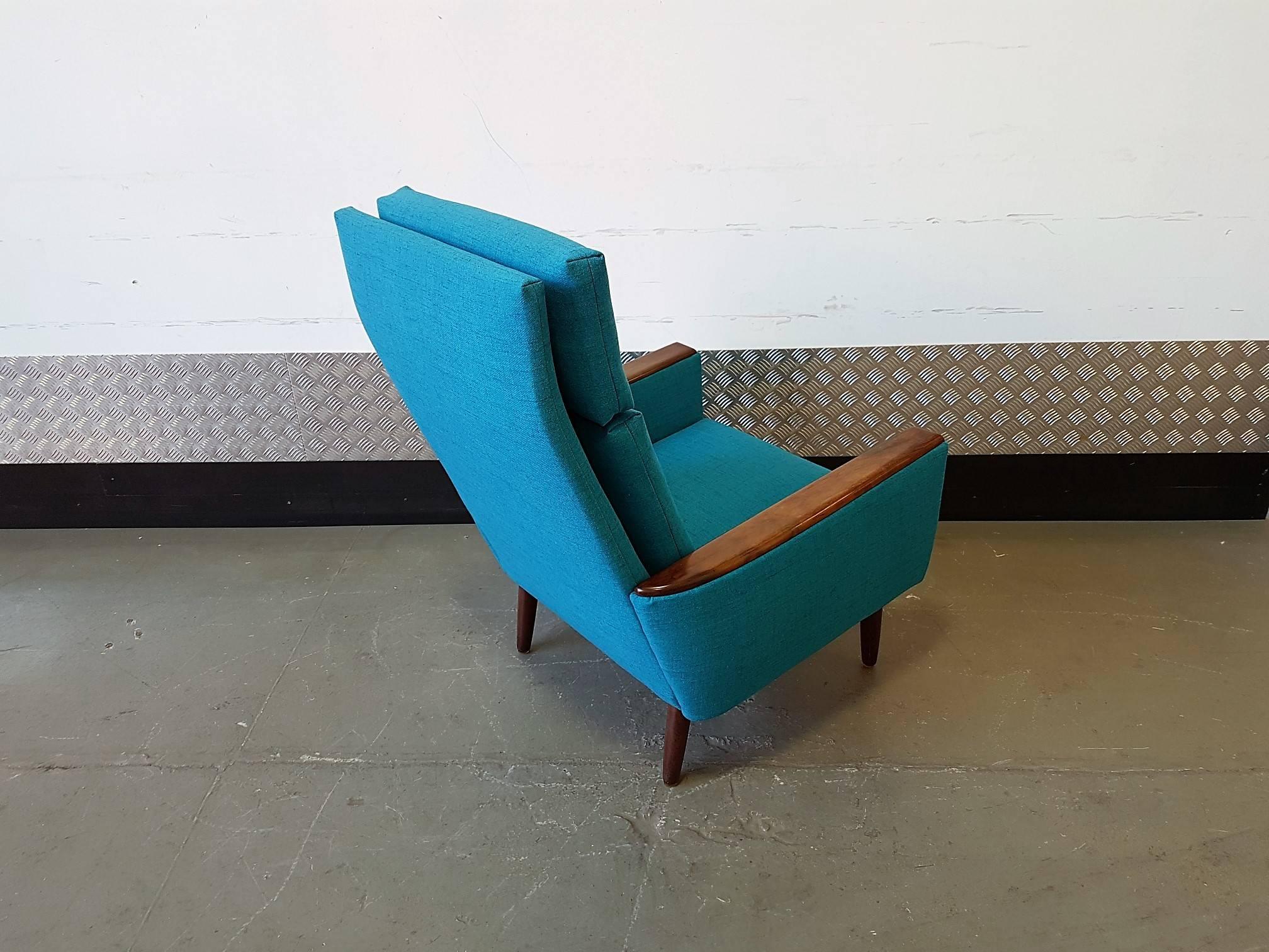 Long Back Danish Armchair, 1960s Midcentury For Sale 1