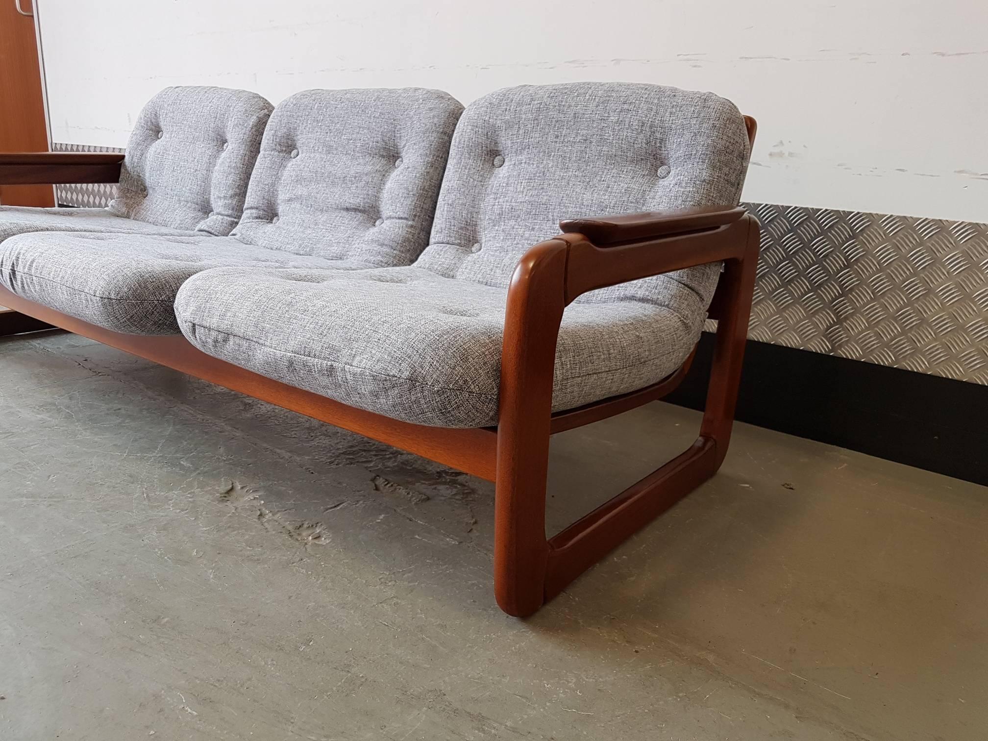 Hand-Crafted Vintage Three-Seat Danish Sofa Mid-Century, 1960, Restored For Sale