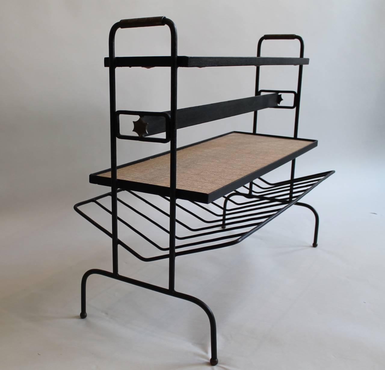 Mid-Century Modern Combined Shelving/Magazine Rack by Jacques Adnet For Sale