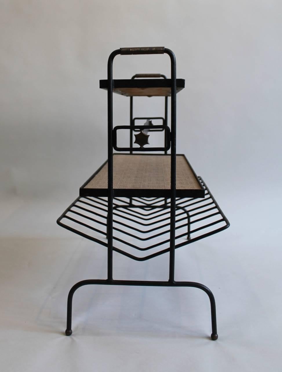 Combined Shelving/Magazine Rack by Jacques Adnet In Good Condition For Sale In London, GB