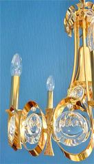 Large Palwa Chandelier Op Pop Art Gilt Brass Optical Crystal Glass Discs 1960s
