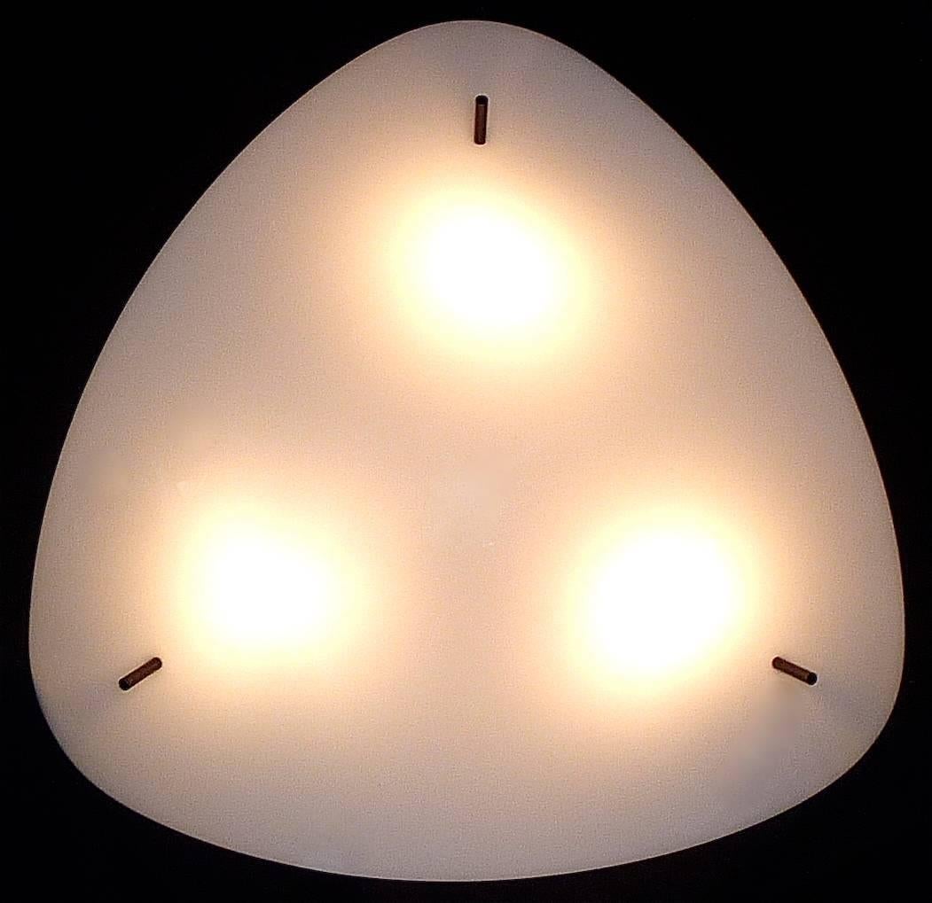 Mid-Century Modern 1950s Italian Flush Mount White Acrylic Lamp Sarfatti for Arteluce Attribution