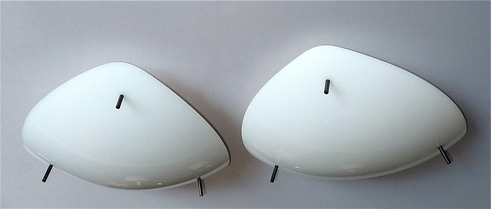 1950s Italian Flush Mount White Acrylic Lamp Sarfatti for Arteluce Attribution 2