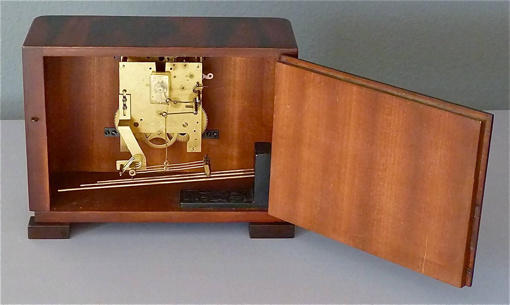Great Art Deco Bauhaus Wood Chrome Mantle Desk Clock 1930 Kienzle Junghans 2