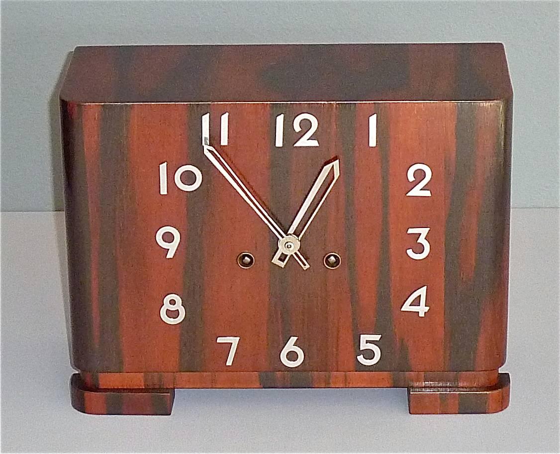 Great Art Deco Bauhaus Wood Chrome Mantle Desk Clock 1930 Kienzle Junghans 4
