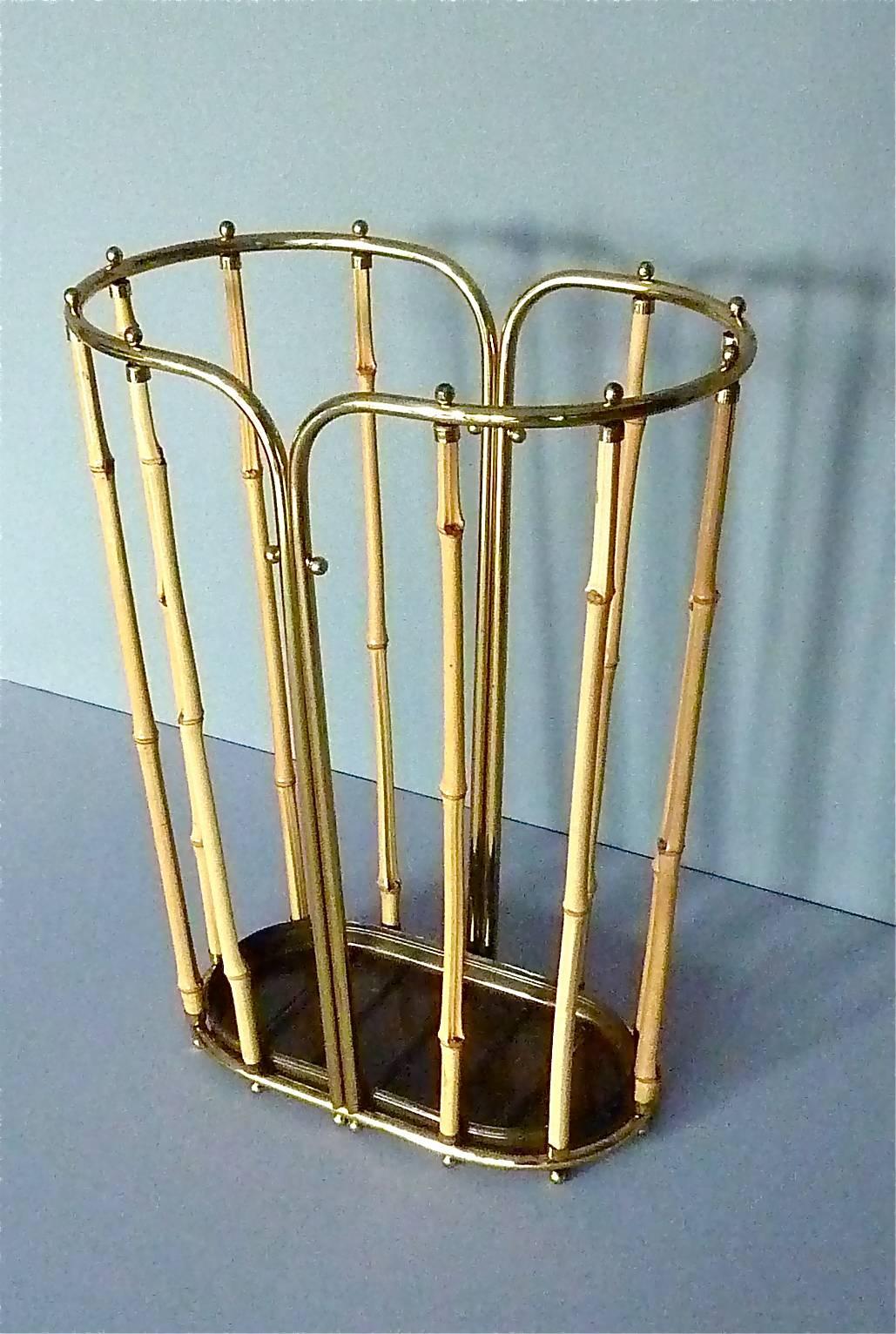 1950s Austrian Modernist Umbrella Stand Brass Bamboo, Josef Frank, Auböck Style 4