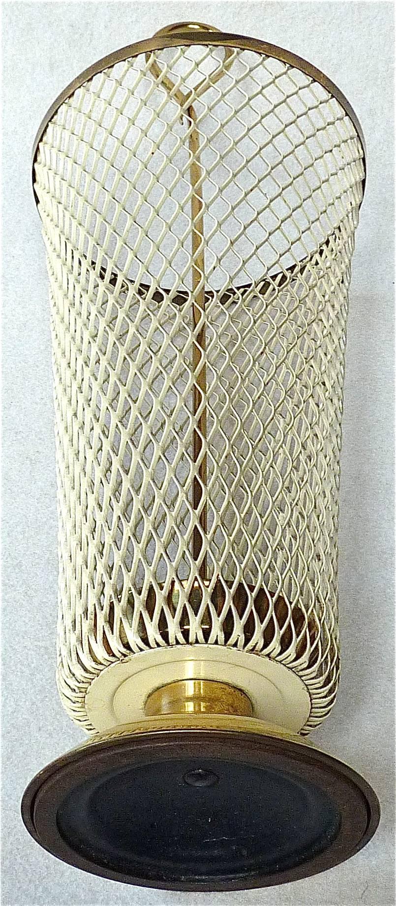 Chic French Brass White Enamel Metal Umbrella Stand Mategot Biny Style, 1950s 2