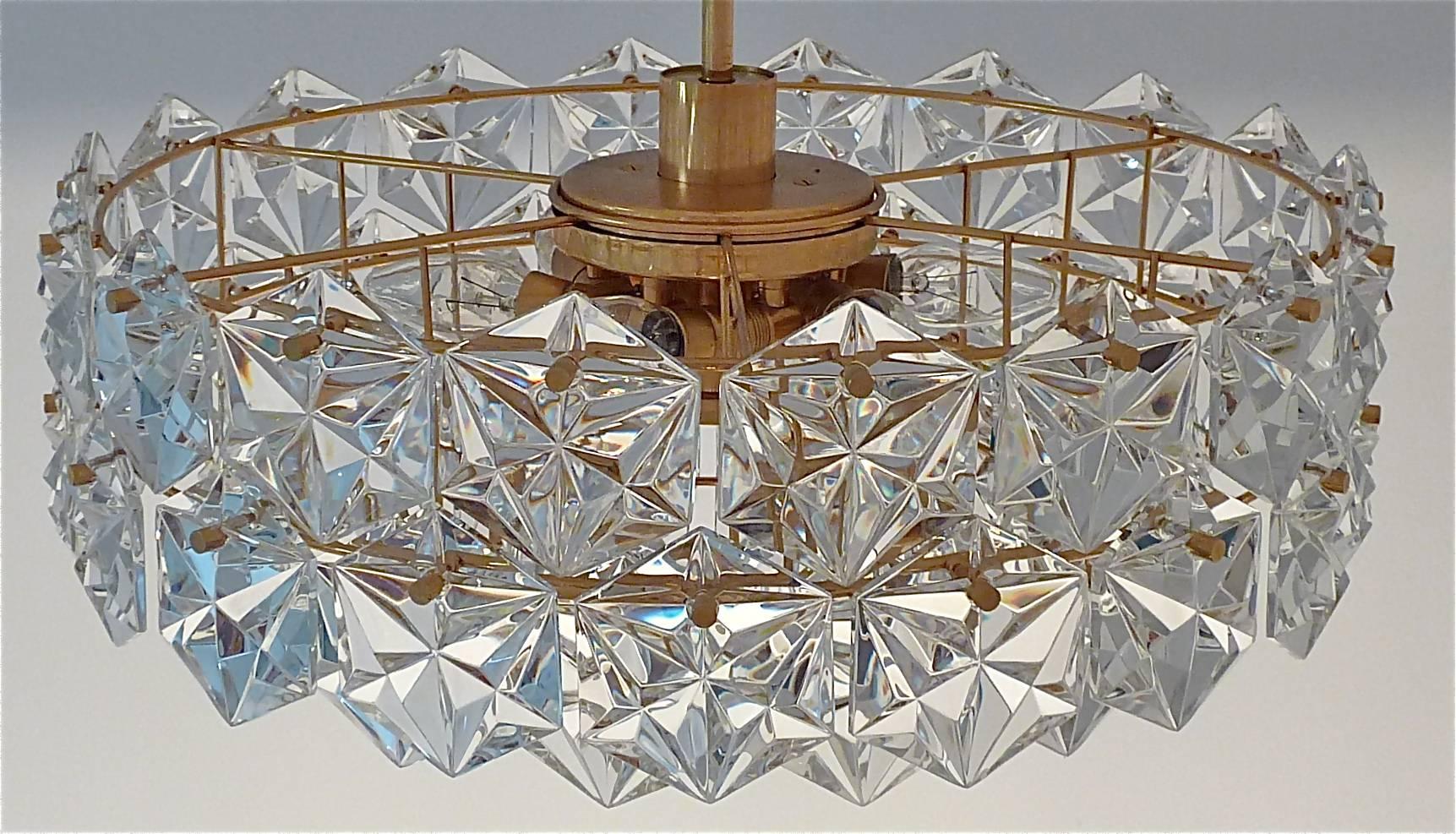 Extra Large Gilt Brass Metal Crystal Glass Five-Tier Chandelier by Kinkeldey 2