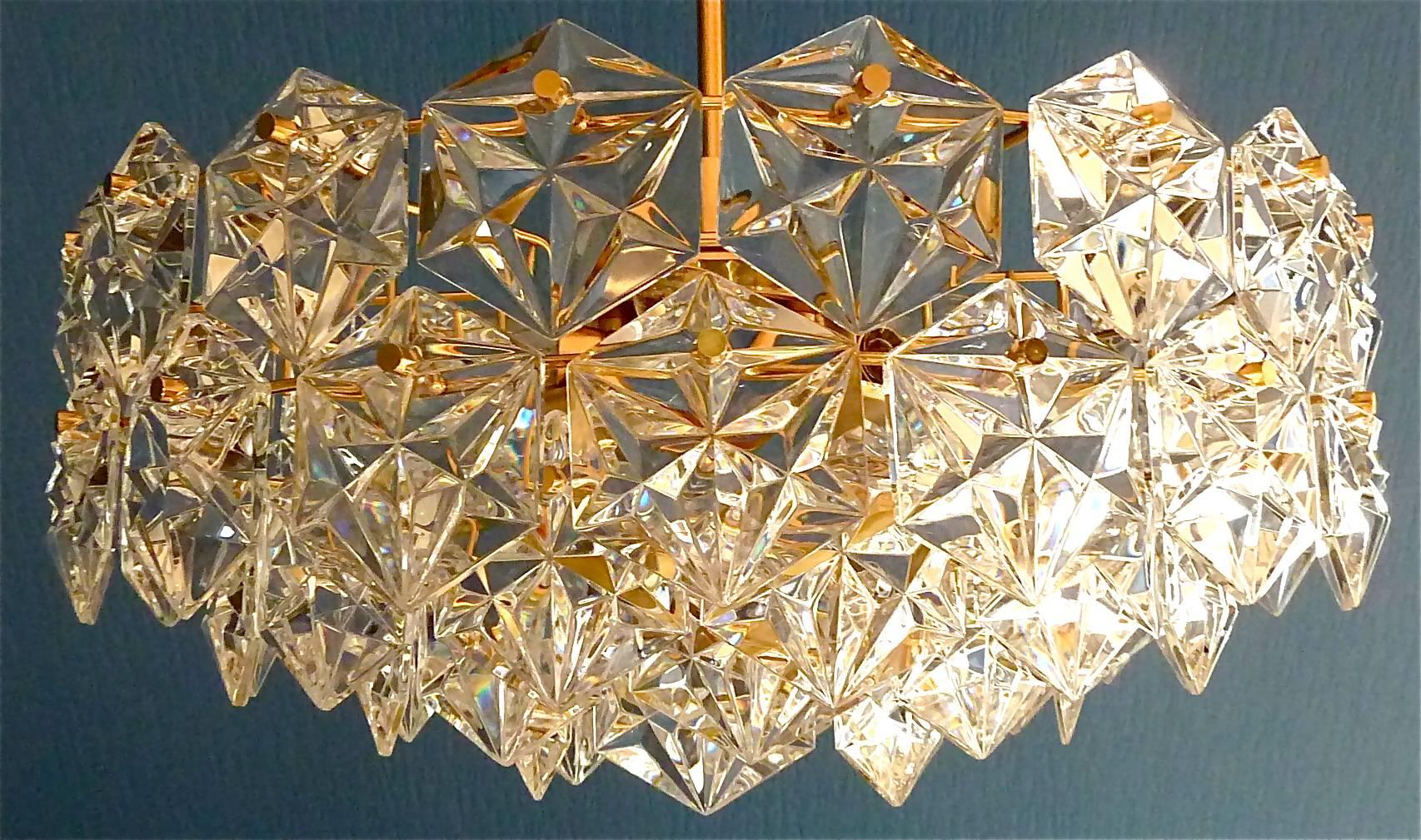 Extra Large Gilt Brass Metal Crystal Glass Five-Tier Chandelier by Kinkeldey 3