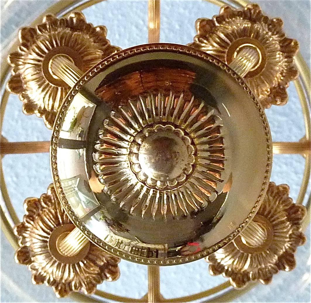Signed Gilt Brass and Glass Lantern by Gaetano Sciolari Italian Empire Style 1