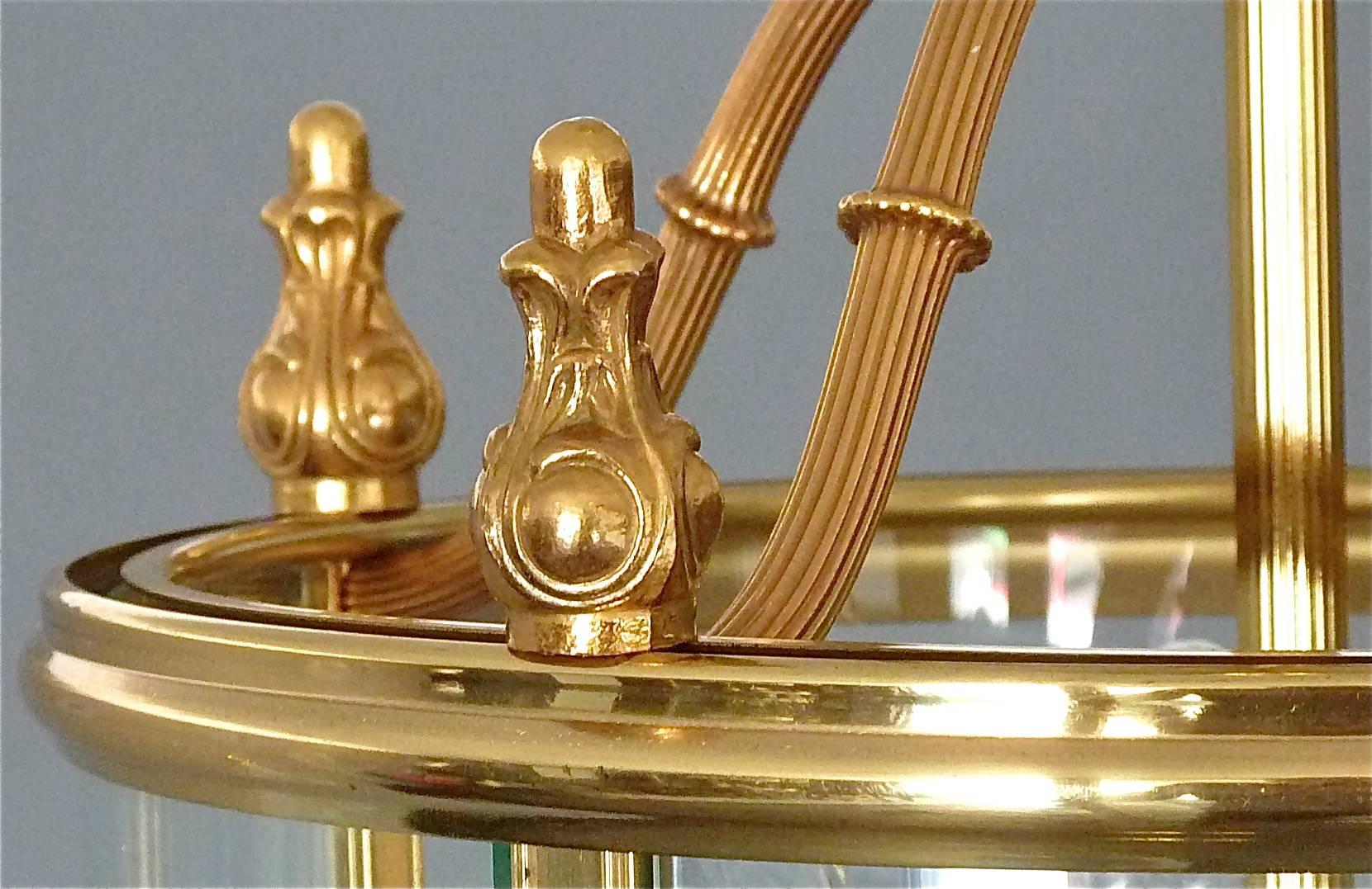 Signed Gilt Brass and Glass Lantern by Gaetano Sciolari Italian Empire Style 2