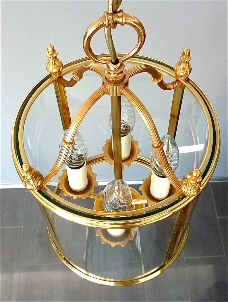 Signed Gilt Brass and Glass Lantern by Gaetano Sciolari Italian Empire Style 3