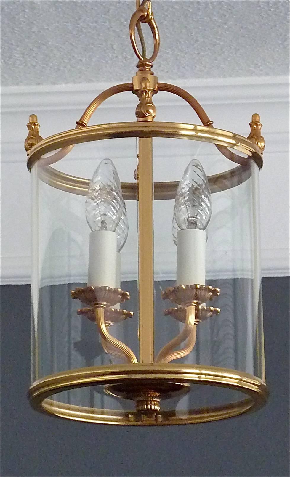 Signed Gilt Brass and Glass Lantern by Gaetano Sciolari Italian Empire Style 4