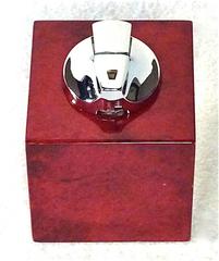 Luxus Vintage Table Lighter Light Red Goatskin Chrome by Aldo Tura, Italy 1960s