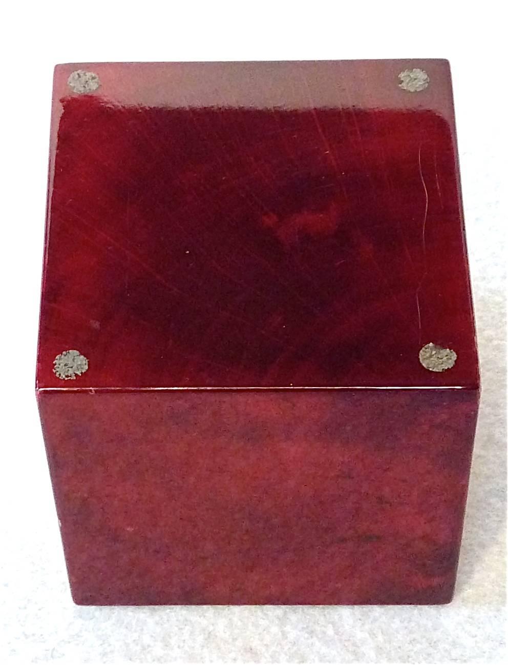 Mid-20th Century Luxus Vintage Table Lighter Light Red Goatskin Chrome by Aldo Tura, Italy 1960s
