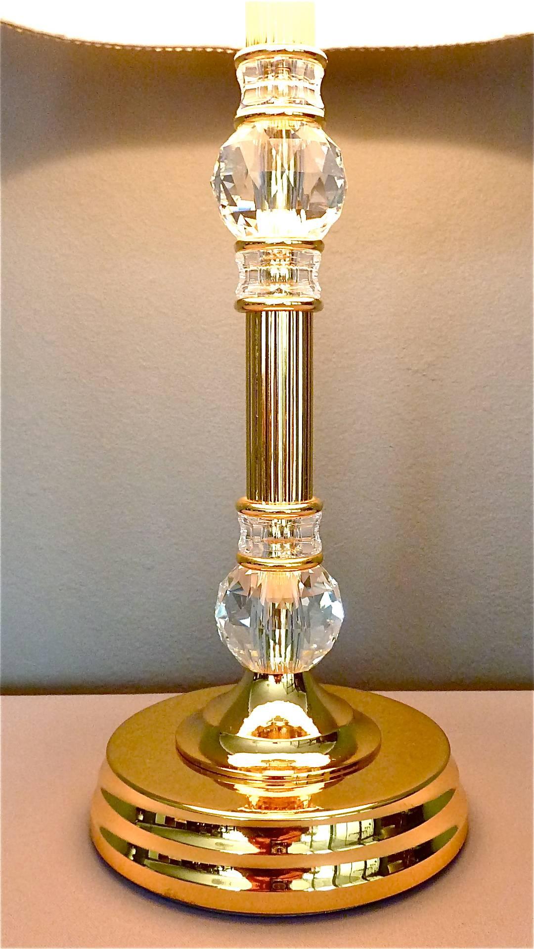 Lampe de bureau Luxus en laiton doré et verre de cristal taillé en métal, Palwa, Allemagne en vente 1